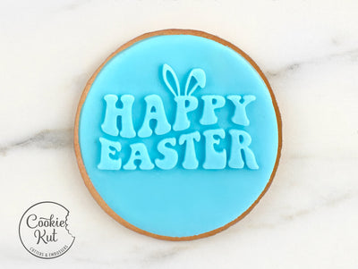 Happy Easter 7 Retro Embosser - Cookie Biscuit Stamp Fondant Reverse Cake Decorating Icing Cupcakes Stencil
