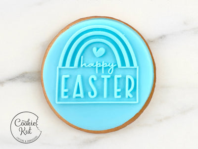 Happy Easter 8 Rainbow Embosser - Cookie Biscuit Stamp Reverse Fondant Cake Decorating Icing Cupcakes Stencil