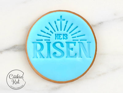 He Is Risen Stamp - Cookie Biscuit Stamp Fondant Reverse Cake Decorating Icing Cupcakes Stencil