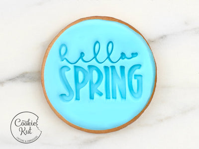 Hello Spring 2 Stamp - Cookie Biscuit Stamp Fondant Reverse Cake Decorating Icing Cupcakes Stencil