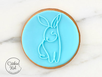 Bunny Line Art - Cookie Biscuit Stamp Embosser Fondant Reverse Cake Decorating Icing Cupcakes Stencil