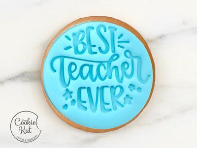 Best Teacher Ever 2 Fondant Stamp - Cookie Biscuit Stamp Embosser Fondant Cake Decorating Icing Cupcakes Stencil