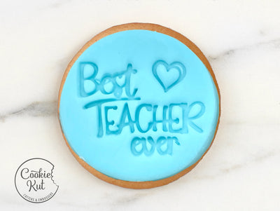 Best Teacher Ever 4 Fondant Stamp - Cookie Biscuit Stamp Embosser Fondant Cake Decorating Icing Cupcakes Stencil
