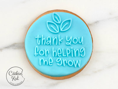 Thank You For Helping Me Grow Embosser Stamp - Cookie Biscuit Stamp Embosser Fondant Cake Decorating Icing Cupcakes Stencil
