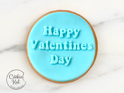 Happy Valentines Day Retro - Valentine's Day Cookie Biscuit Stamp Embosser Fondant Cake Decorating Icing Cupcakes Stencil